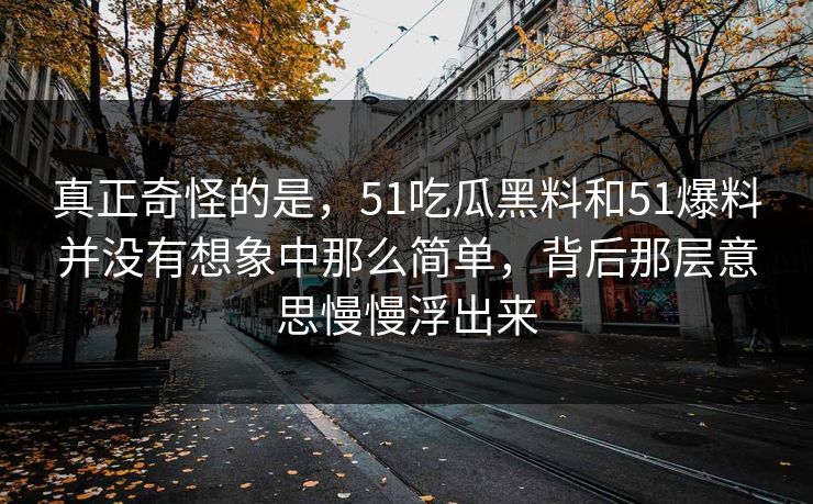 真正奇怪的是，51吃瓜黑料和51爆料并没有想象中那么简单，背后那层意思慢慢浮出来