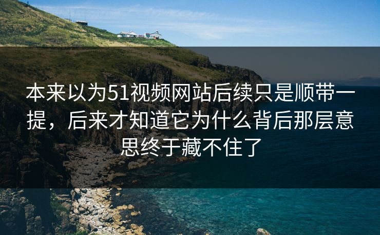 本来以为51视频网站后续只是顺带一提，后来才知道它为什么背后那层意思终于藏不住了