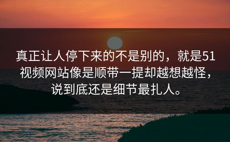 真正让人停下来的不是别的，就是51视频网站像是顺带一提却越想越怪，说到底还是细节最扎人。