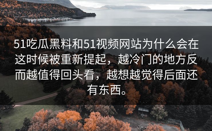 51吃瓜黑料和51视频网站为什么会在这时候被重新提起，越冷门的地方反而越值得回头看，越想越觉得后面还有东西。