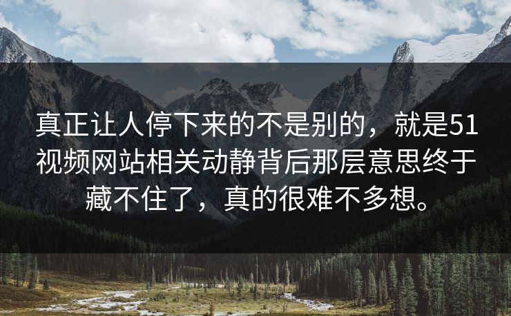 真正让人停下来的不是别的，就是51视频网站相关动静背后那层意思终于藏不住了，真的很难不多想。