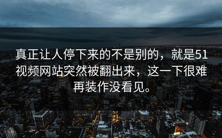 真正让人停下来的不是别的，就是51视频网站突然被翻出来，这一下很难再装作没看见。